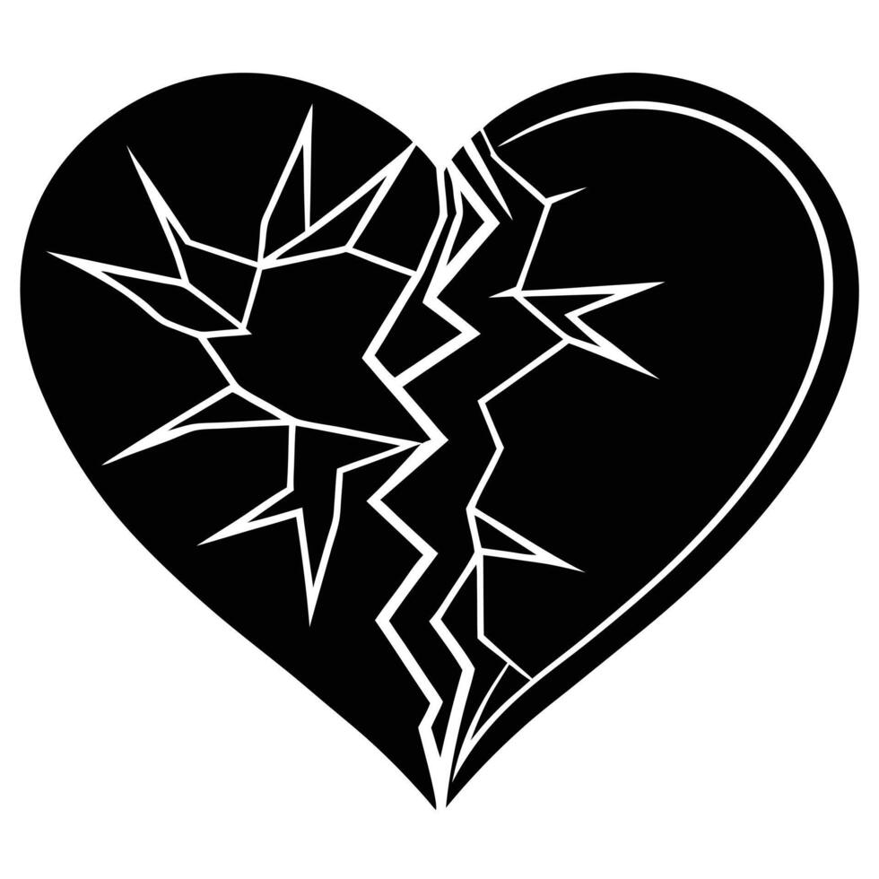 A broken heart with a crack in it vector
