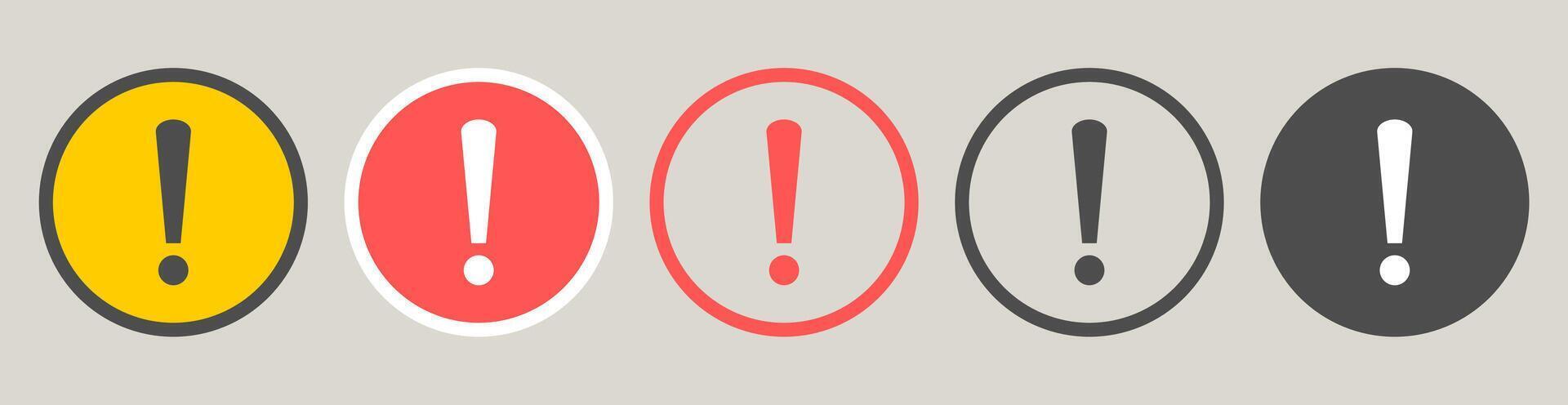 Circular Alert Icons with Exclamation Marks. vector