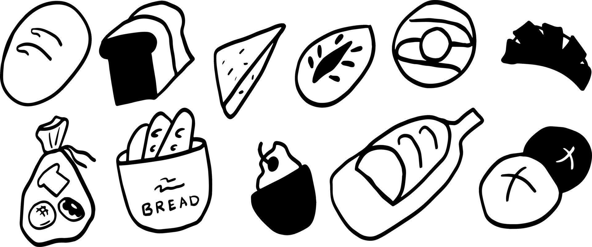 Minimalist Bakery Doodles for Bread-Themed Art vector
