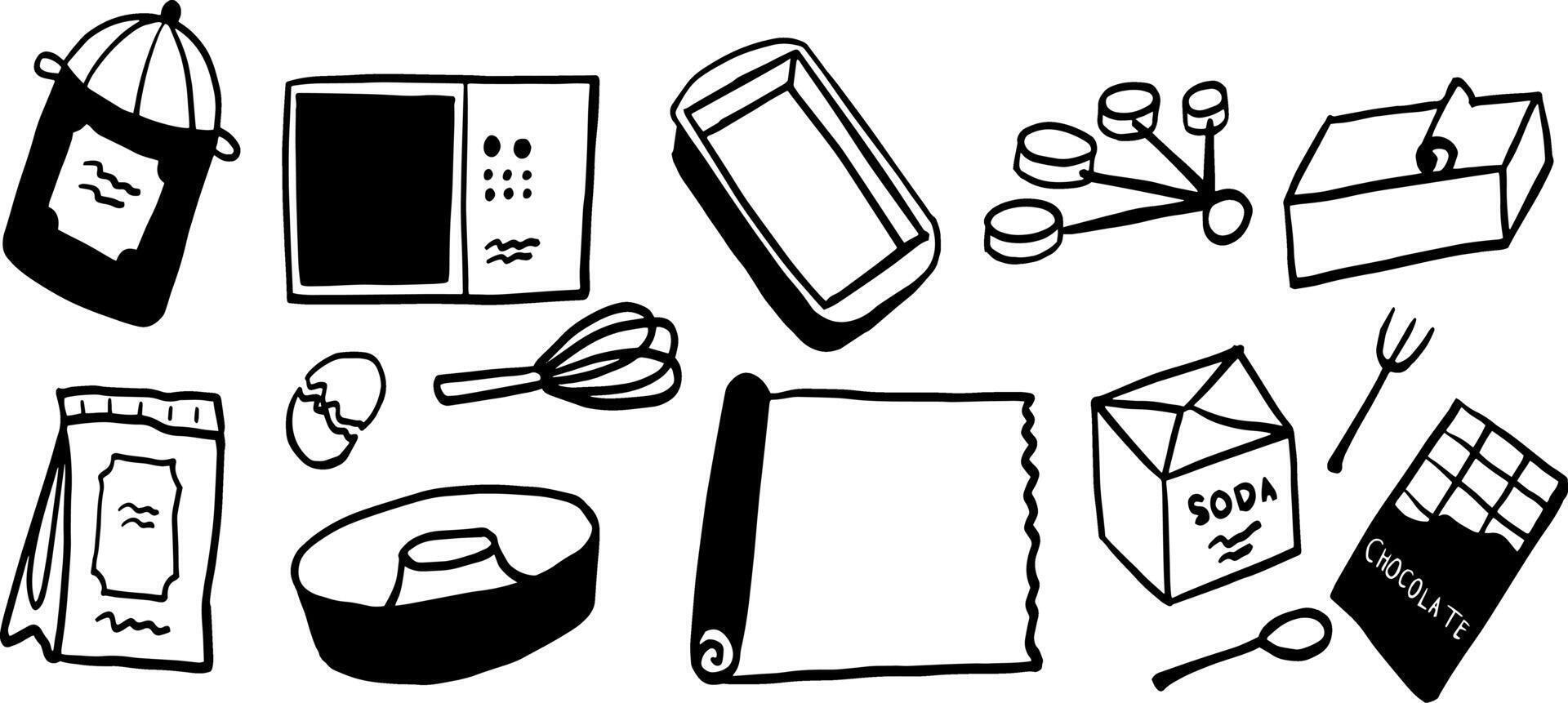 Adorable Baking Doodles for Cooking and Culinary Art vector