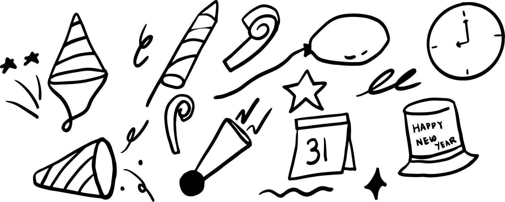 Minimalist New Year Doodles for Festive Art Projects vector