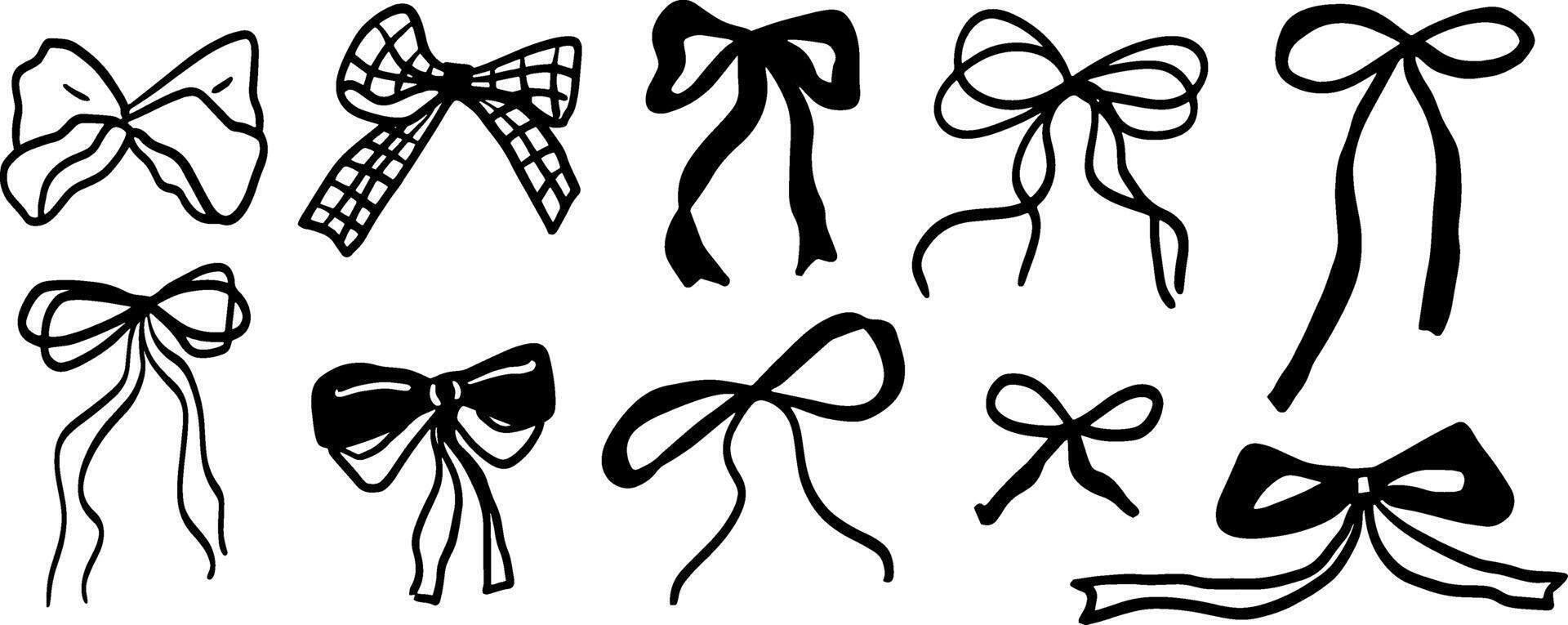 Minimalist Ribbon and Bow Doodles for Gift Designs vector