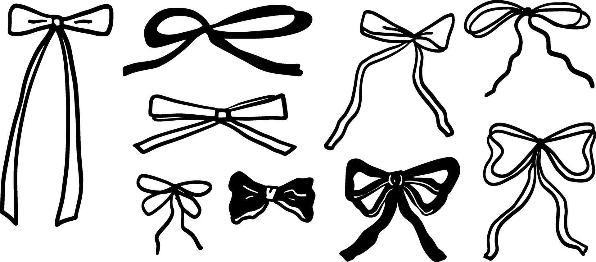 Cute Gift Bows in Minimalist Doodle Style vector