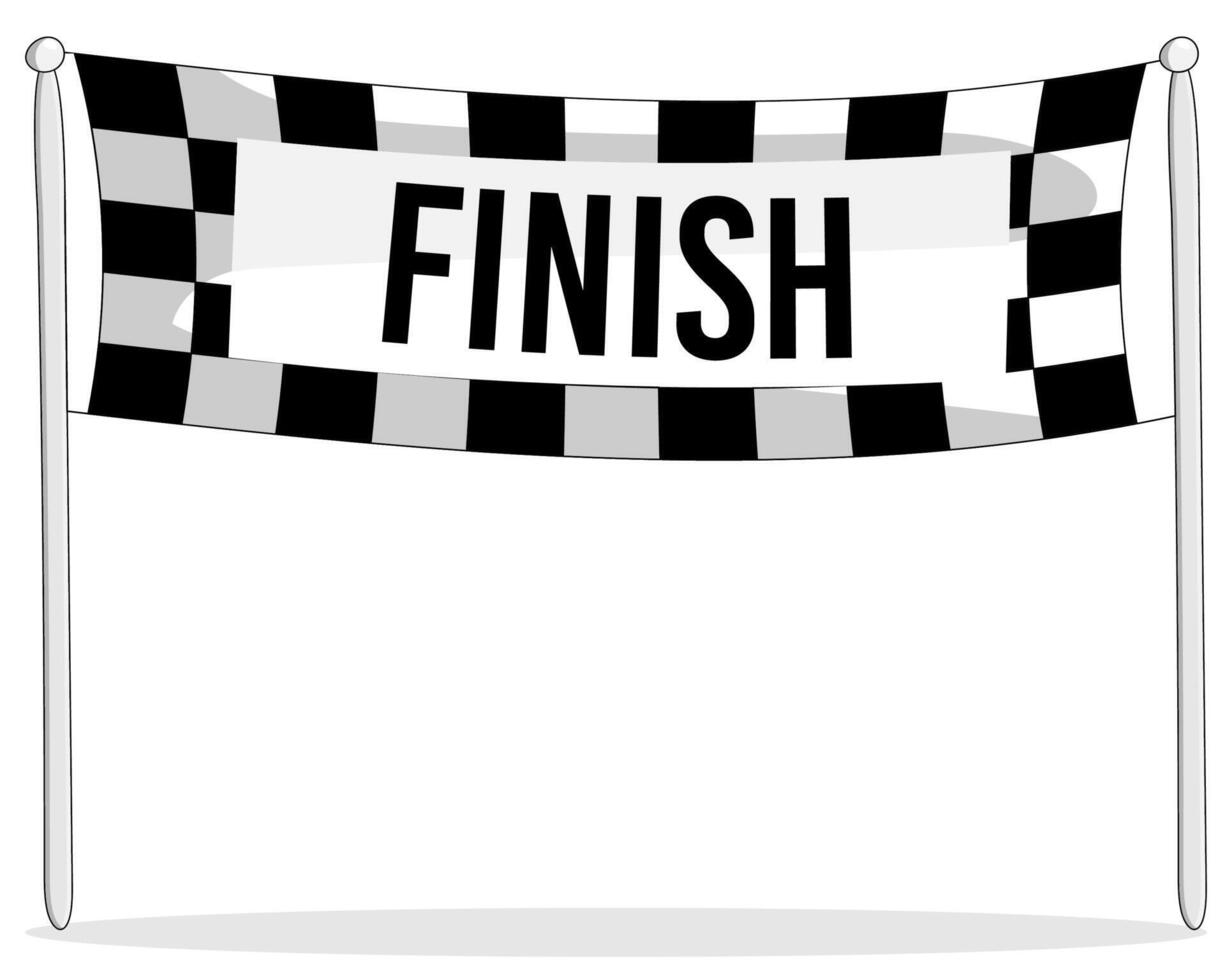 Chequered flag finish line marker, black and white race flag vector