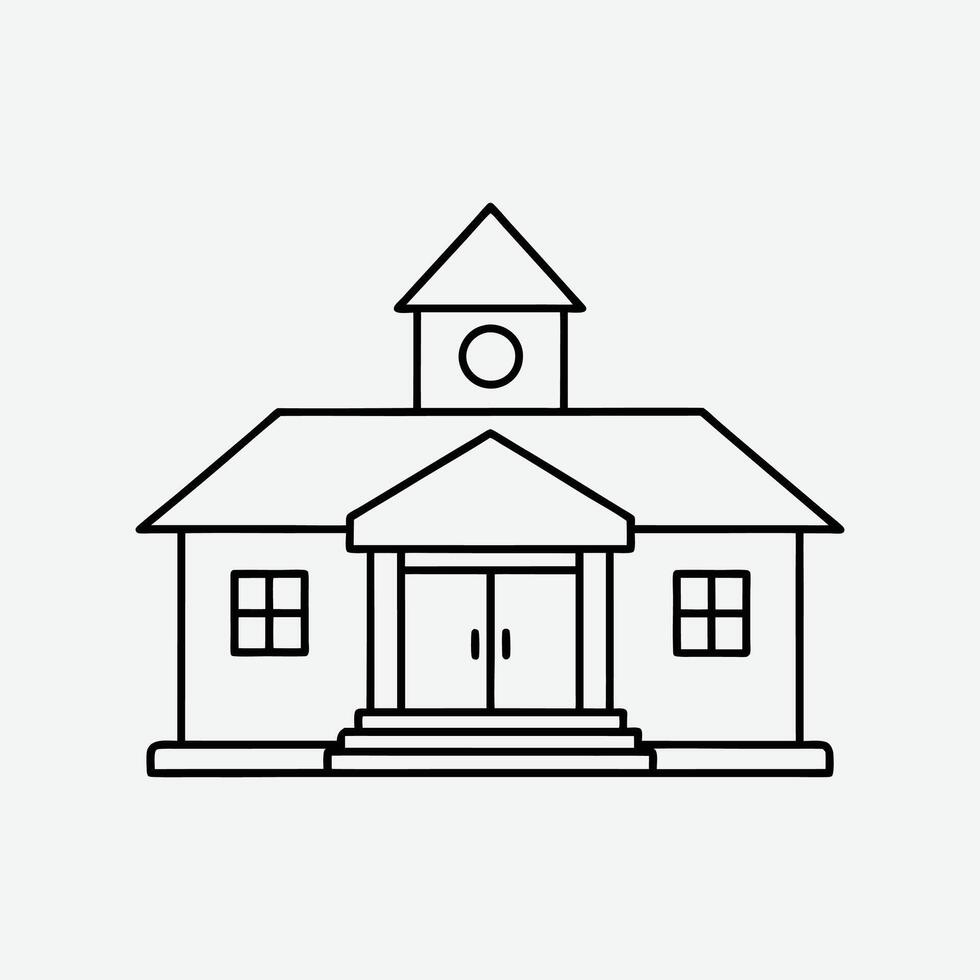 School building icon line art vector