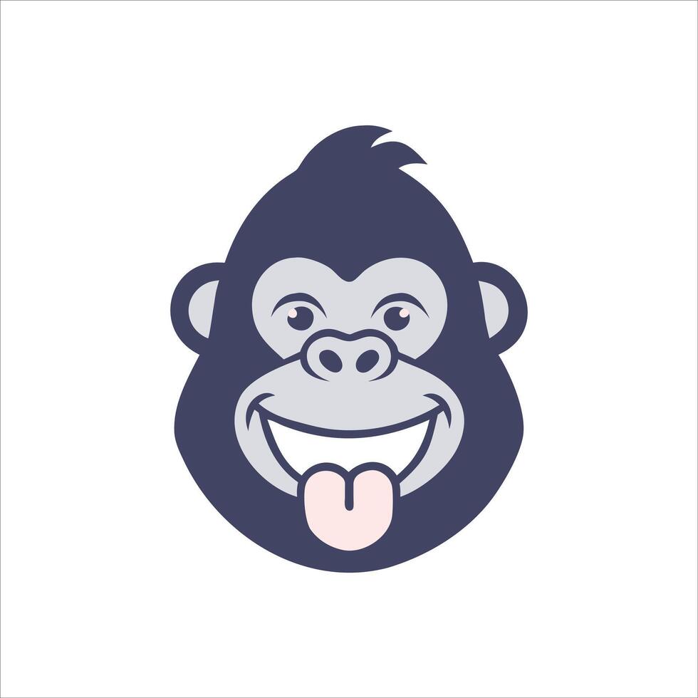 A cartoon gorilla with his tongue out vector