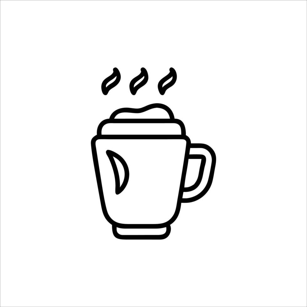 Coffee cup icon, line style, black and white vector