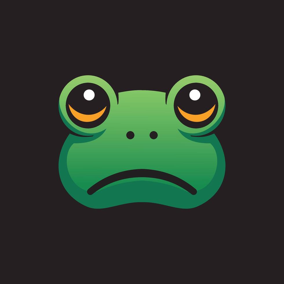 A sad frog icon on a black background vector