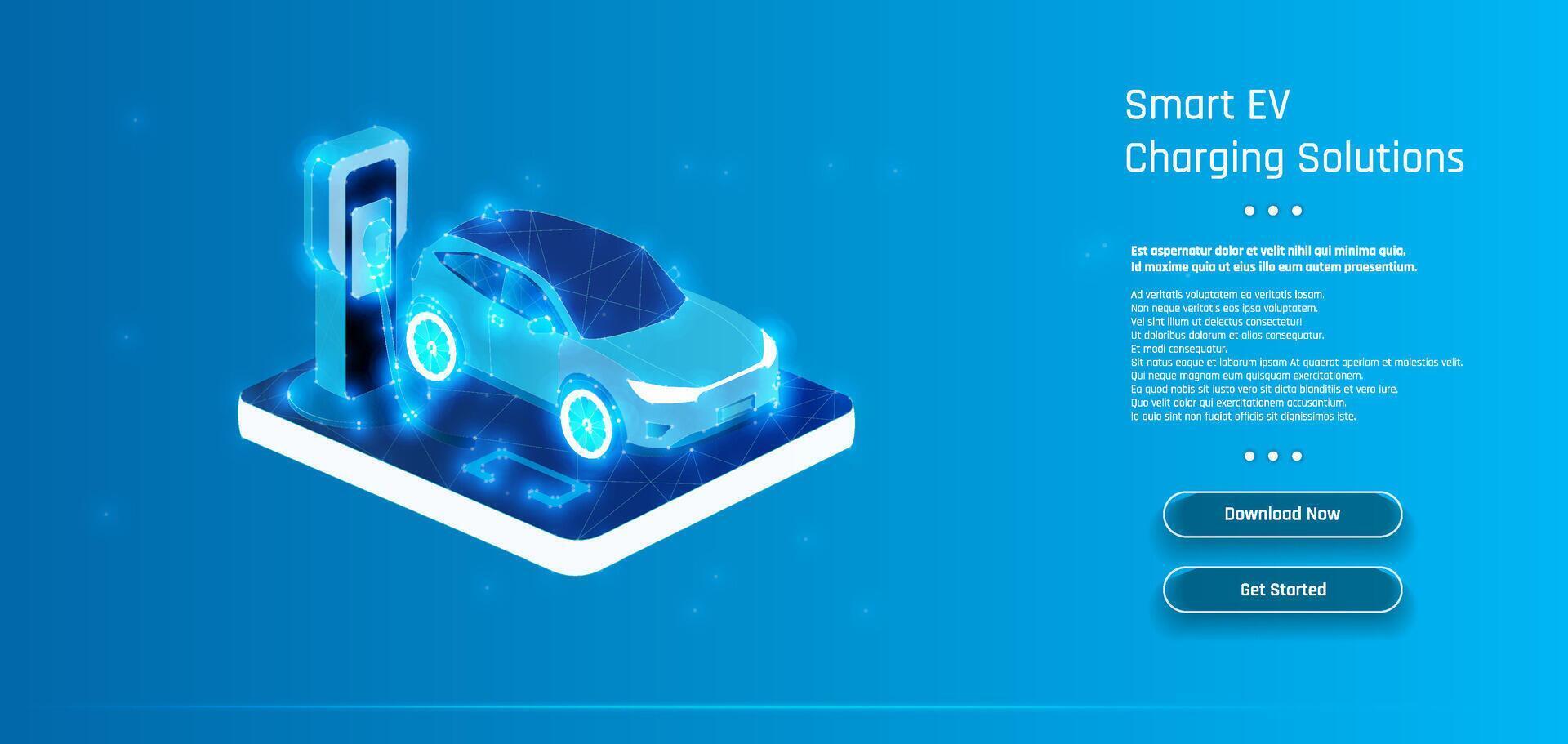 Innovative electric vehicle charging solutions showcased with advanced technology and sleek design in a digital environment. vector