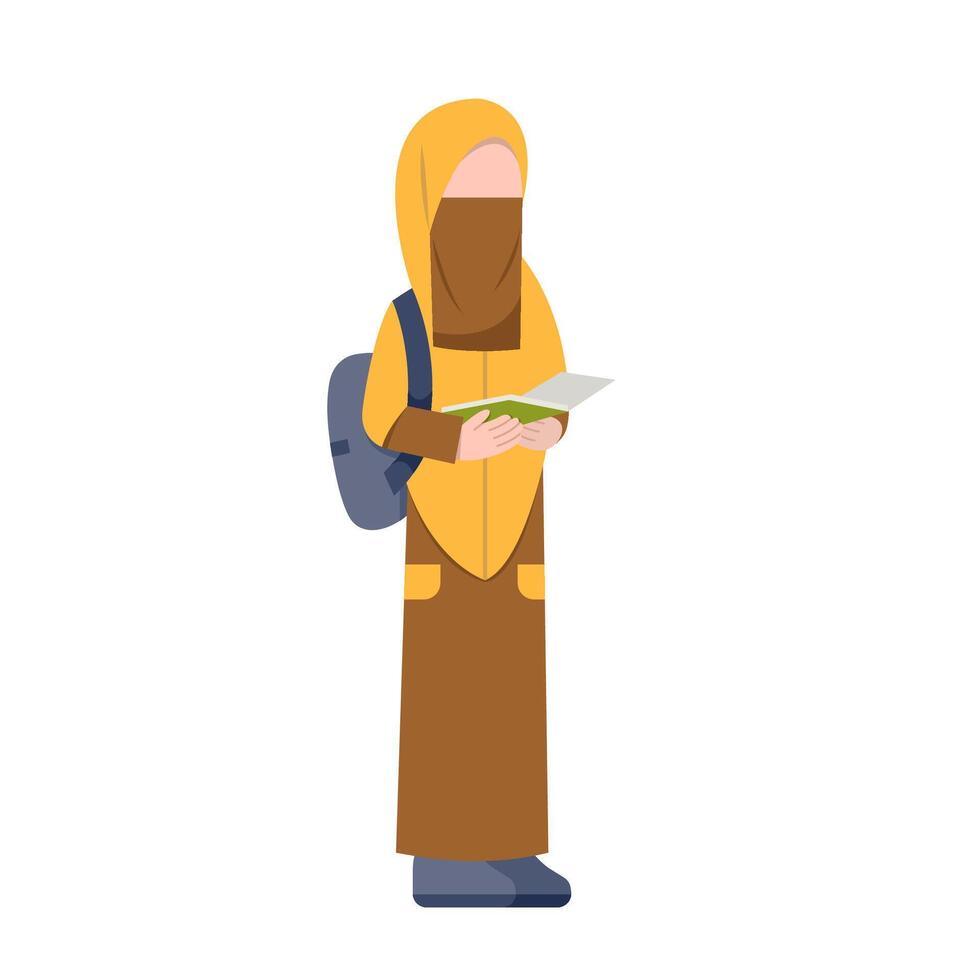 Niqab Student Opening Book vector