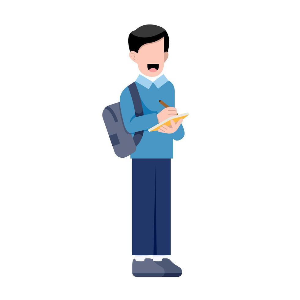 College Student Writing While Standing vector