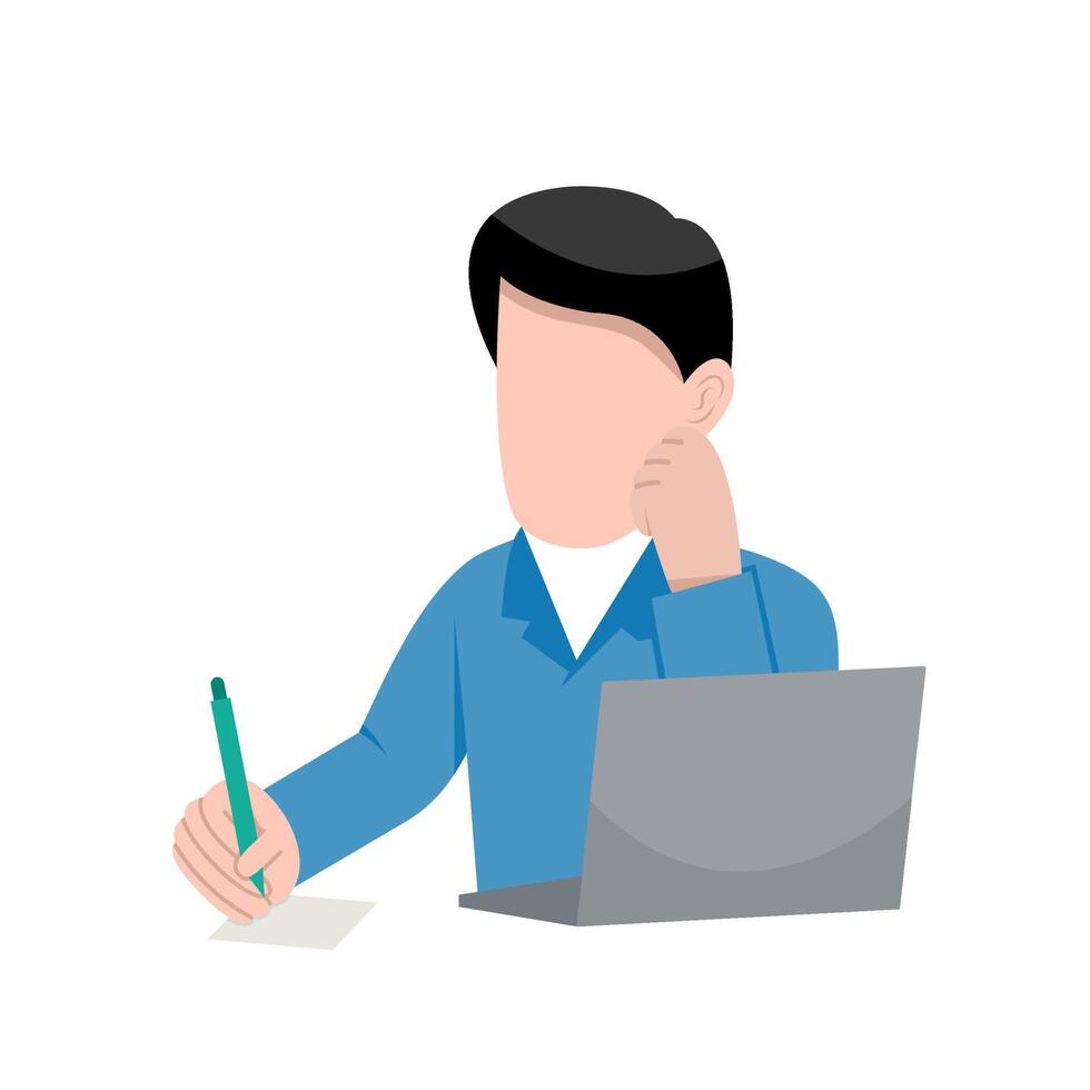 Man Working On Laptop vector