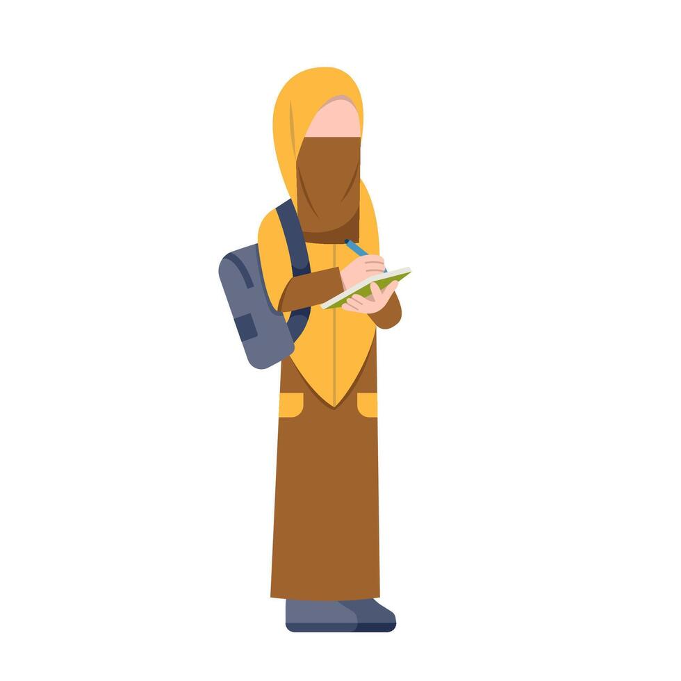 Niqab Student Writing vector