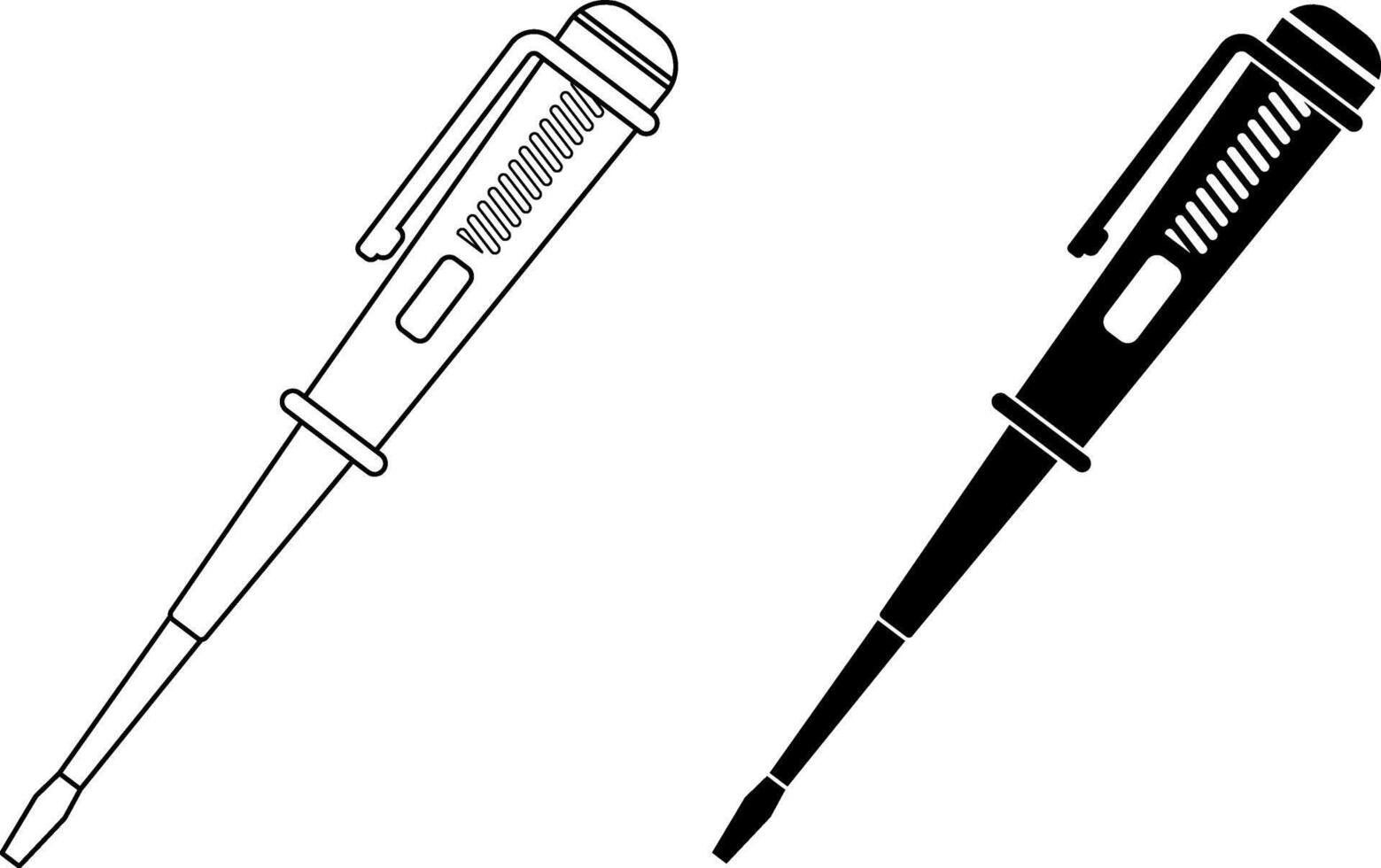 Neon screwdriver test light icon set vector