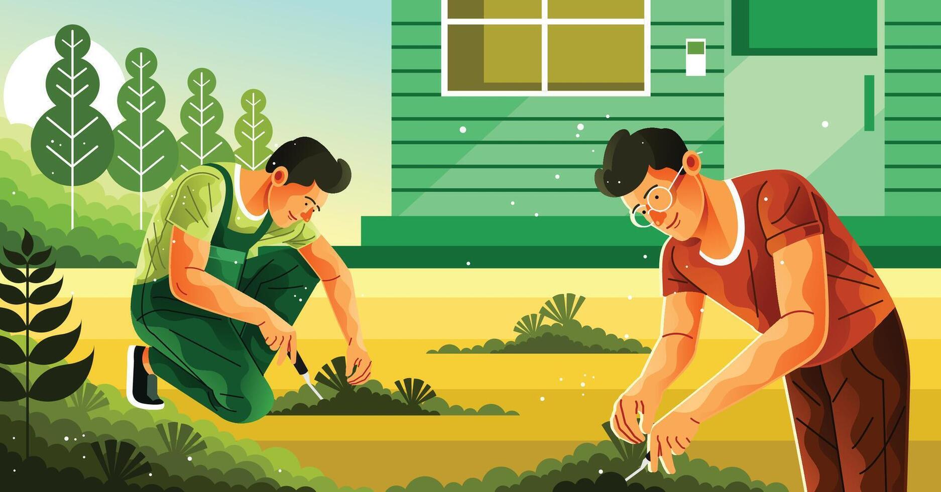 Caring for Plants and the Environment Illustration vector