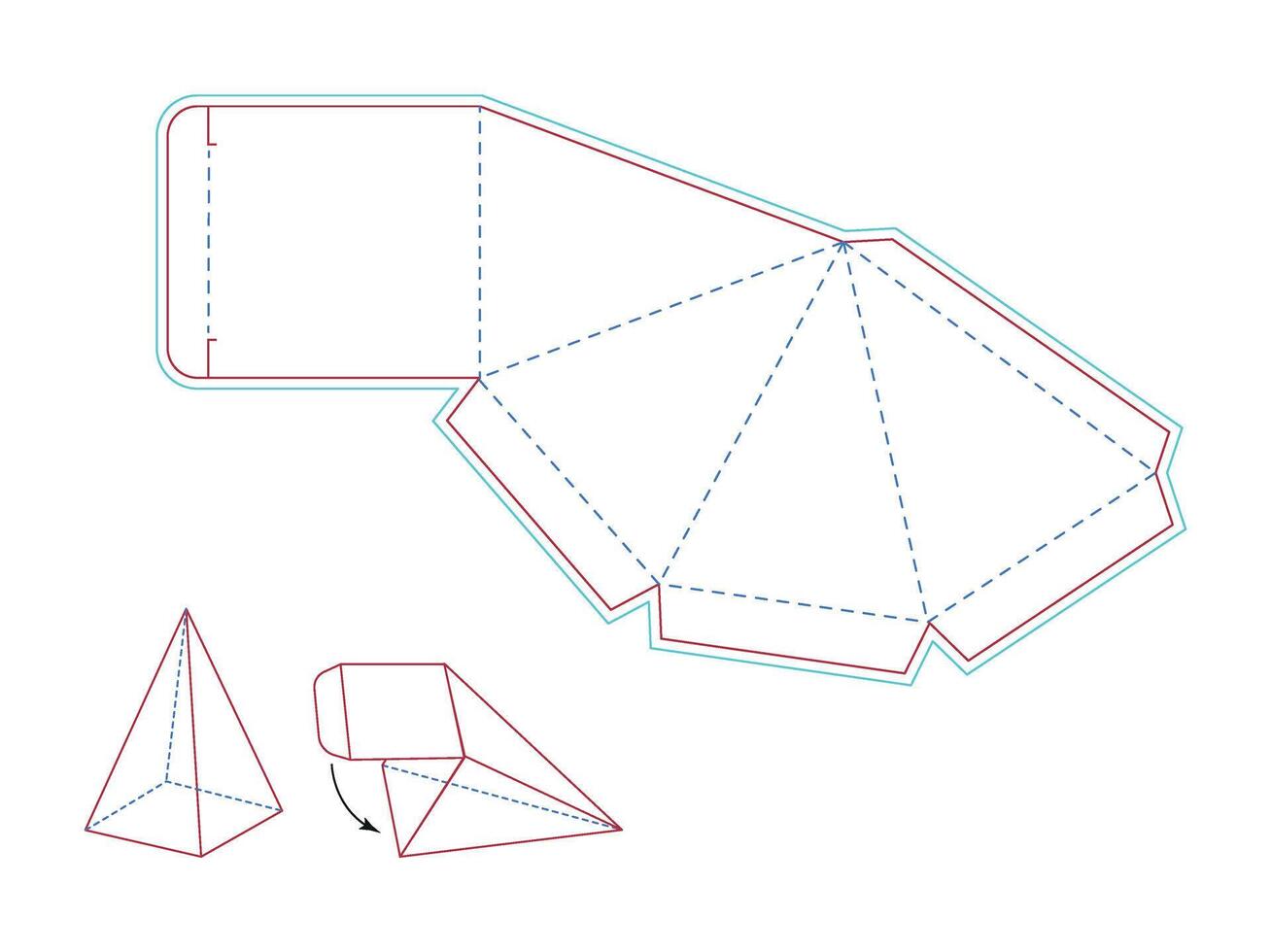 Die-cutting of packaging with cut and fold lines. File is ready for printing. vector