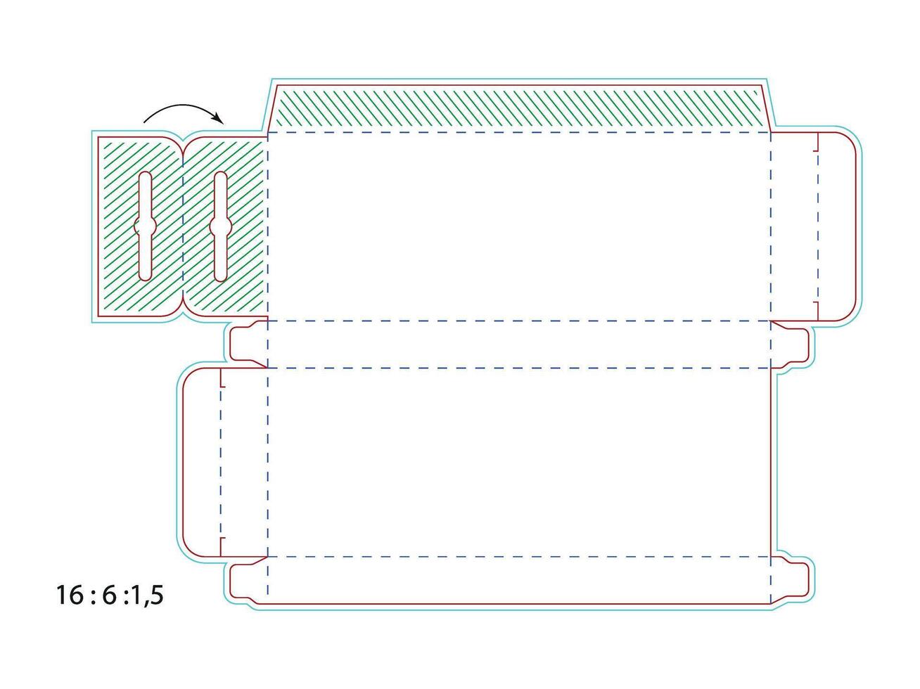 Die-cutting of packaging with cut and fold lines. Can be used to create packaging. File is ready for printing. vector
