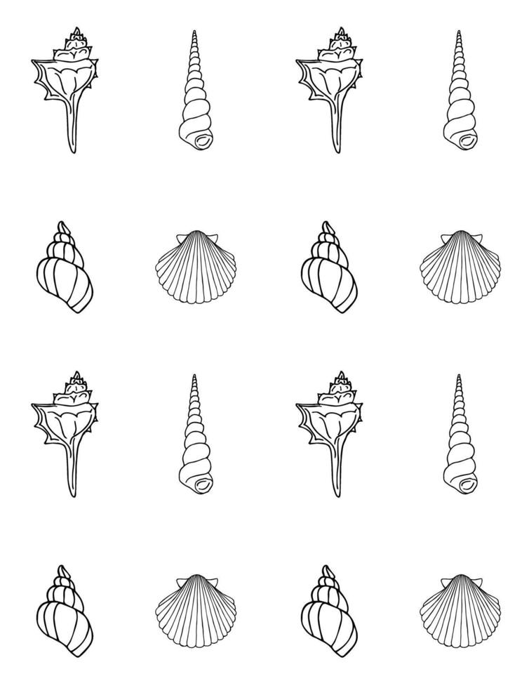 Seamless pattern of doodle sketch shell vector