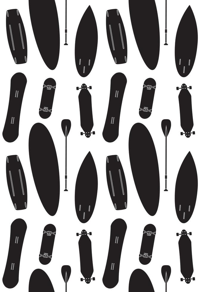 Seamless pattern of skate snow surf board vector