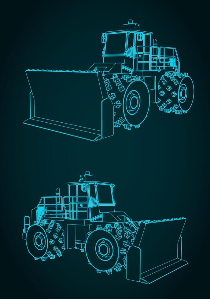 Landfill compactor illustrations vector