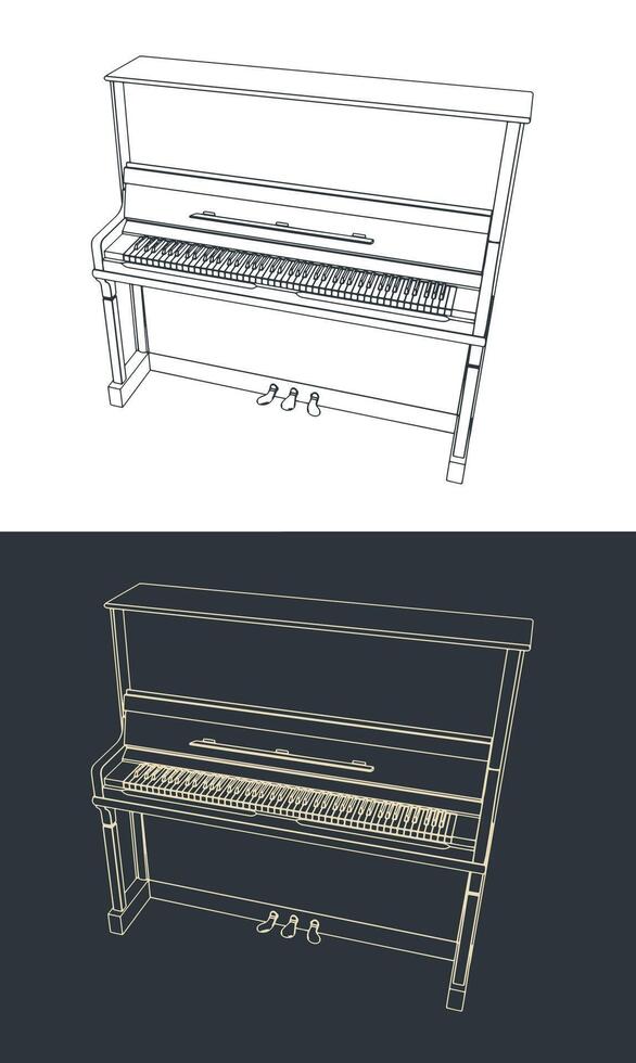 Piano classical instrument illustrations vector