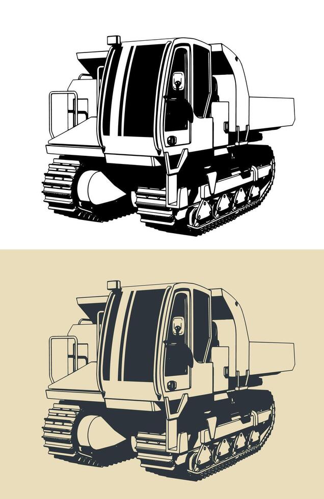 Tracked crawler dump truck vector