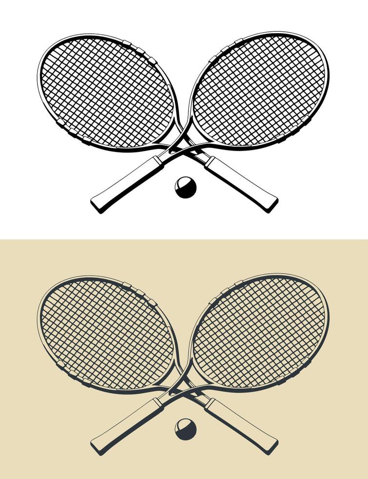 Tennis rackets and ball illustrations vector