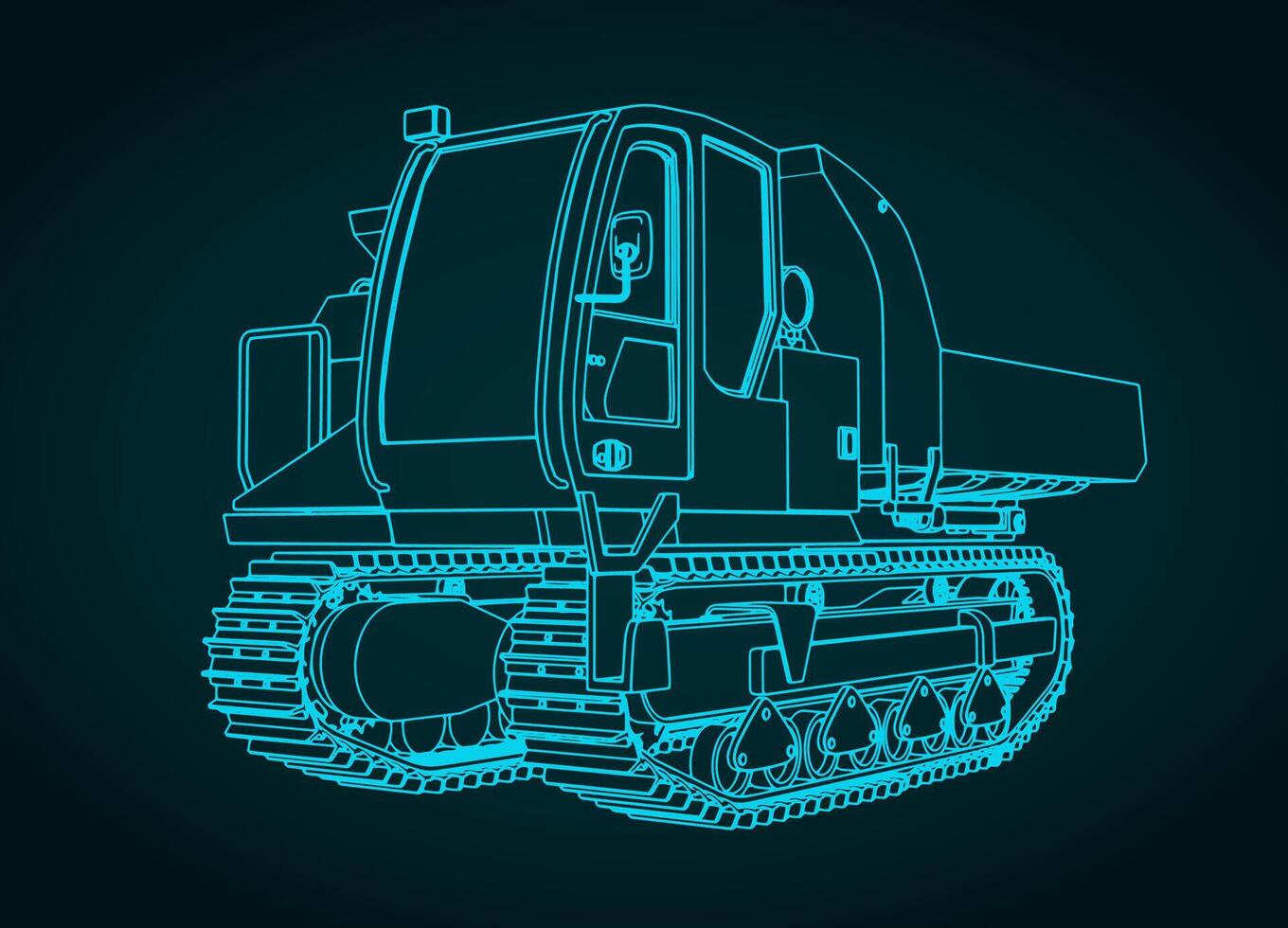 Tracked crawler dump truck blueprint vector