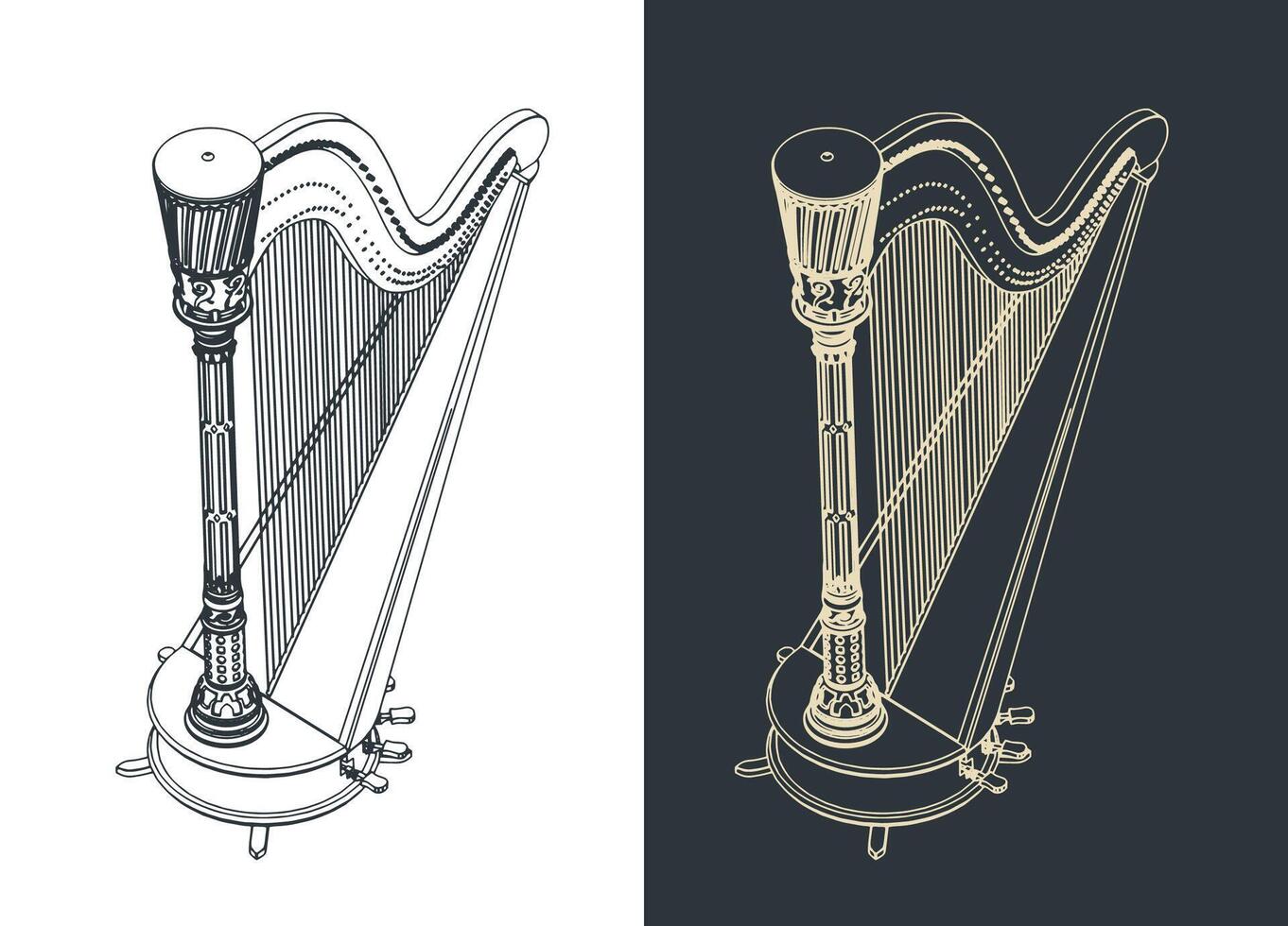 Harp traditional classical instrument vector