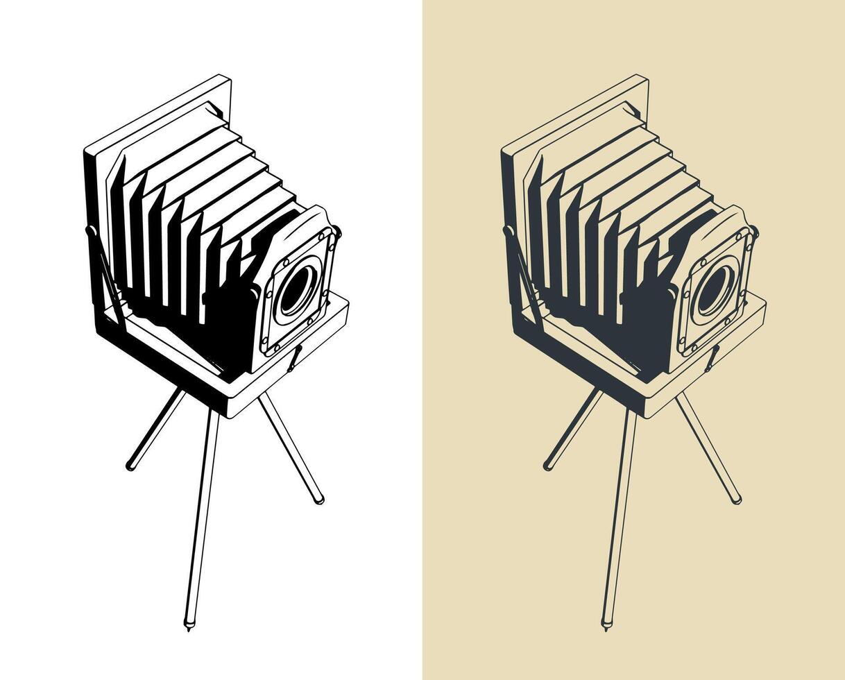 Vintage photography camera illustrations vector