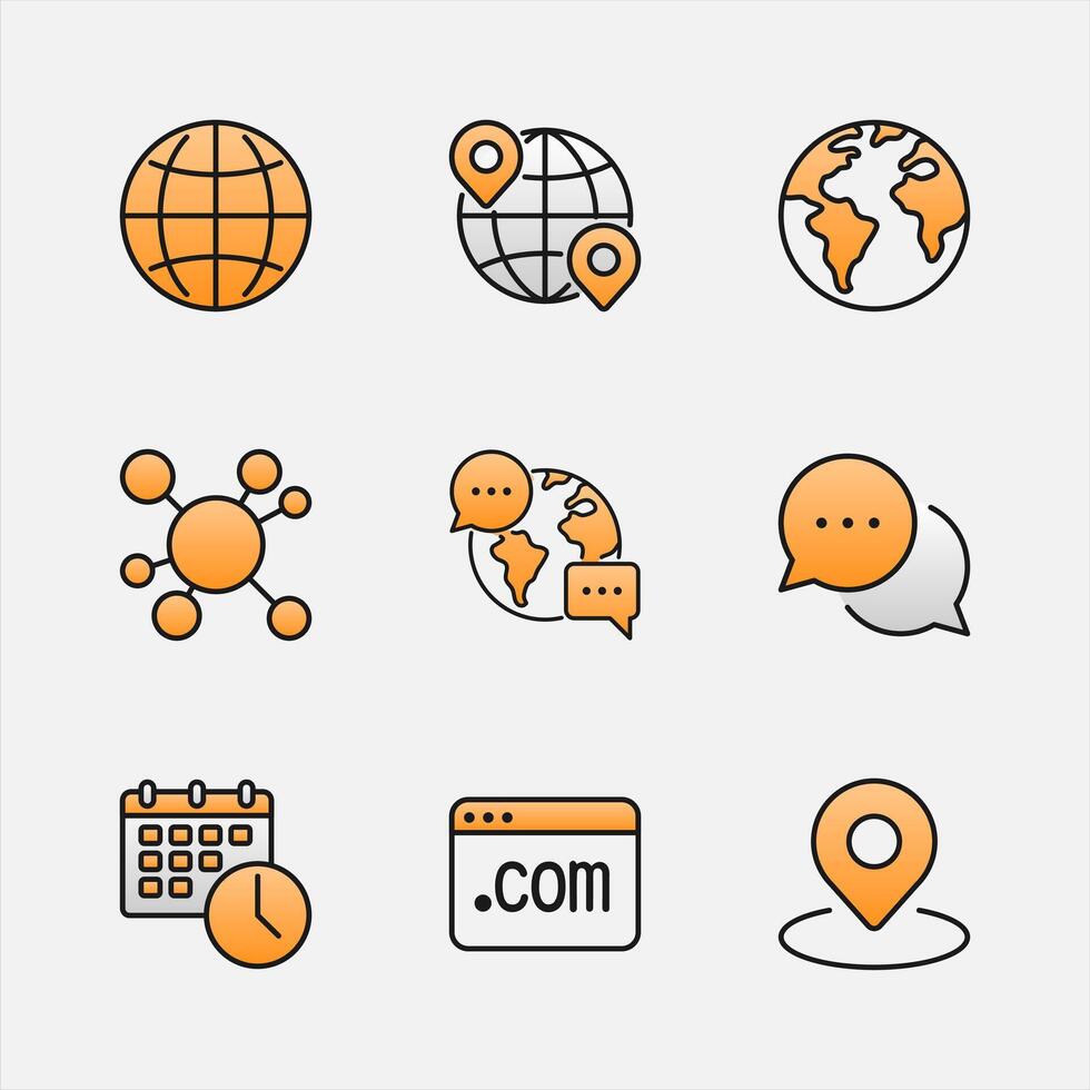 World Event Meeting Icon Set vector