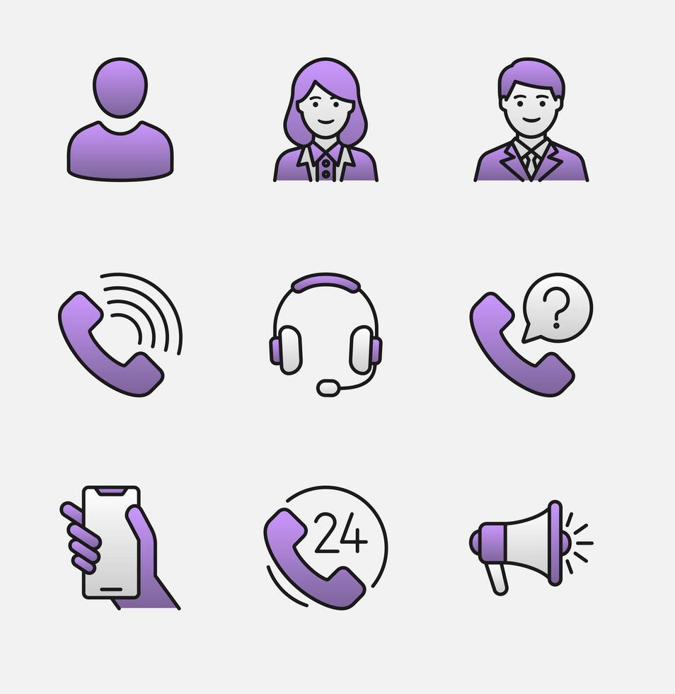 Customer Service Support Icon Set vector