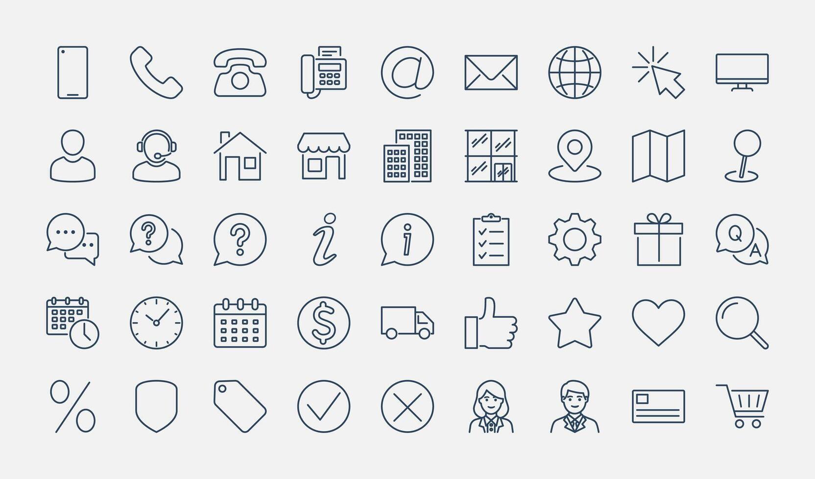 Contact Business Service Center Icon Set vector