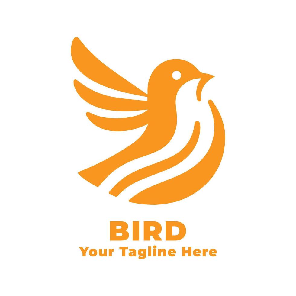 Bird Simple Logo Illustration With Orange Concept vector
