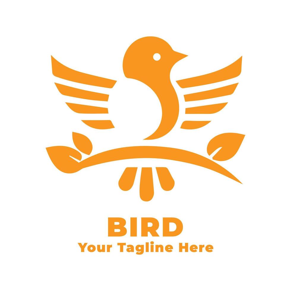 Bird Simple Logo Design With Orange Concept vector