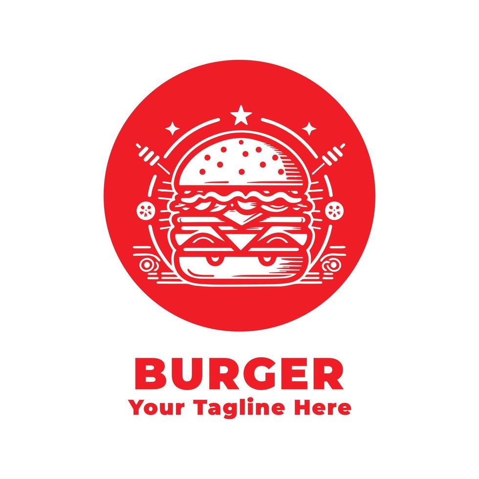 Burger Simple Logo Design Silhouette vector