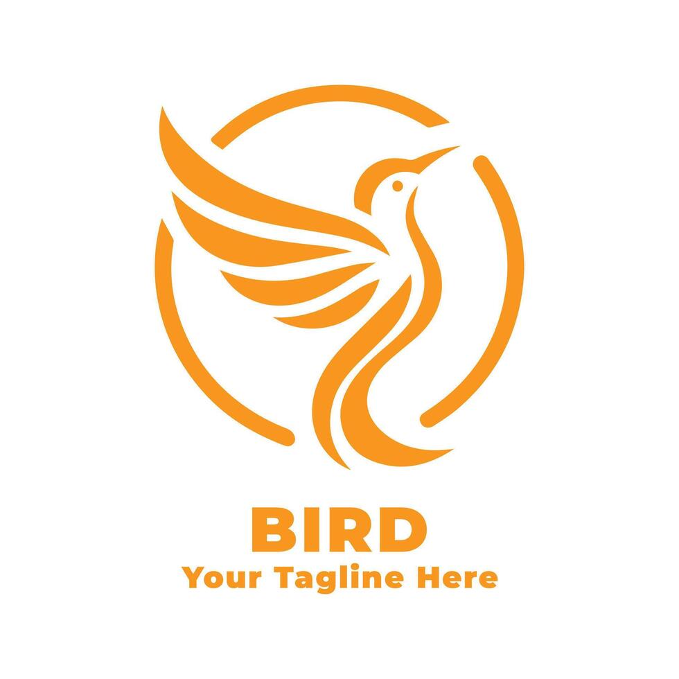 Logo Bird Simple Illustration With Orange Concept vector