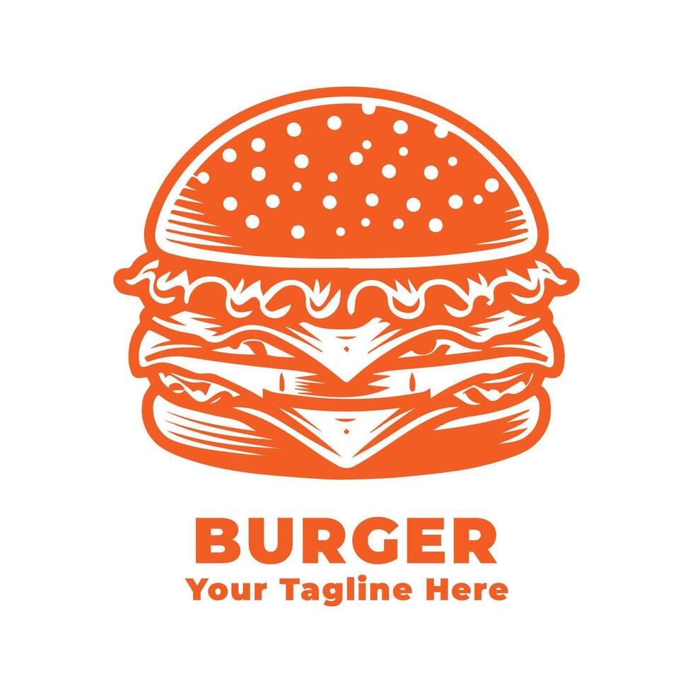 Simple Burger Logo Design Silhouette vector