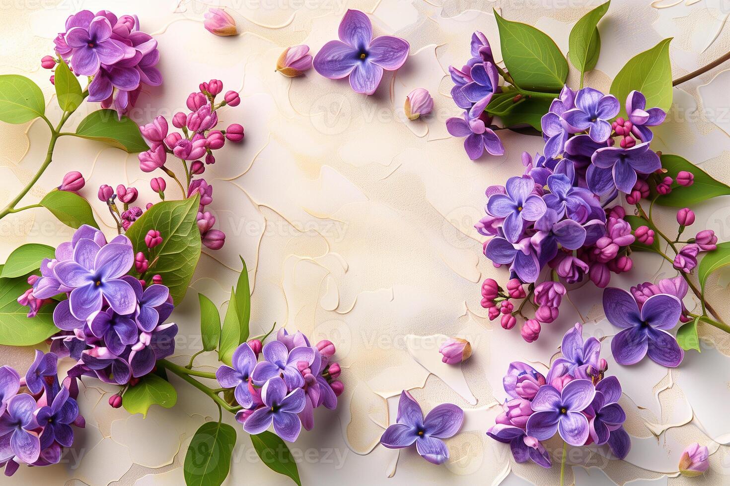 Bunch of purple flowers arranged on a white background photo