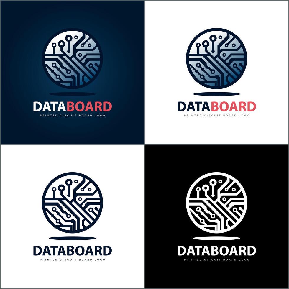 Data board Integrated Circuit microchip CPU ai smart chip logo set design template vector
