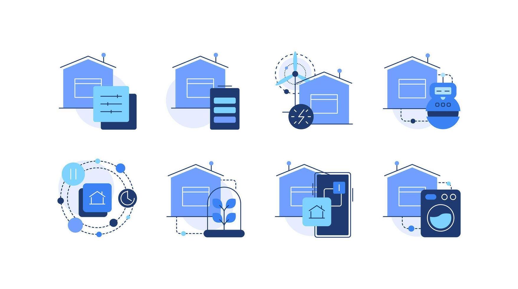 Smart home. Set of doodles, flat icons vector