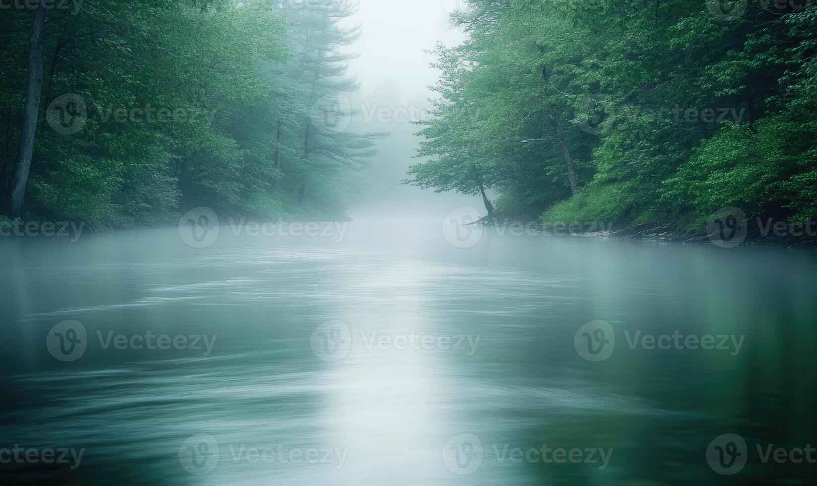 A river with a foggy mist in the background photo