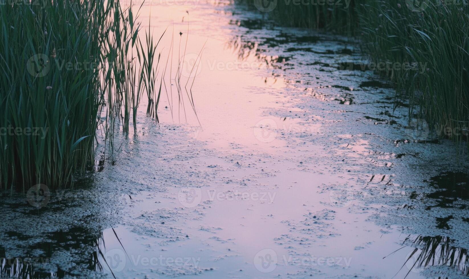 A body of water with a path running through it photo