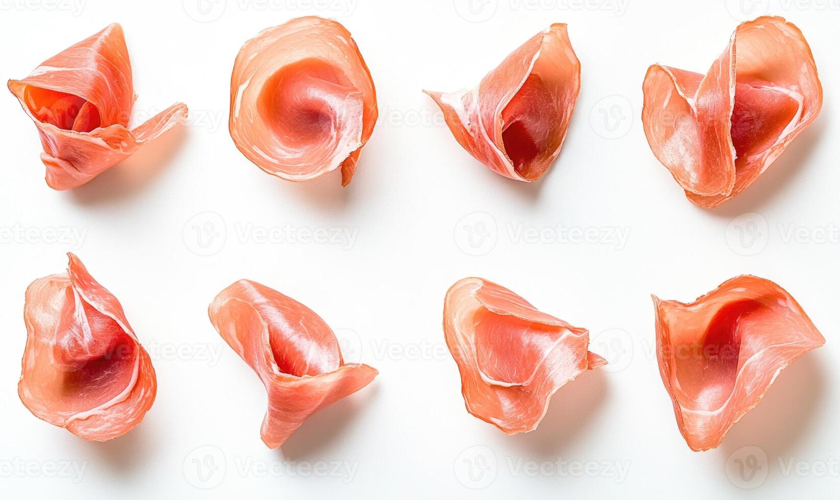 A close up of a variety of ham slices photo