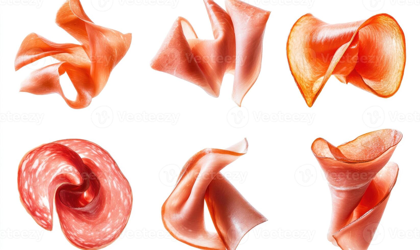 A close up of various types of meat, including ham, salami, and pepperoni photo