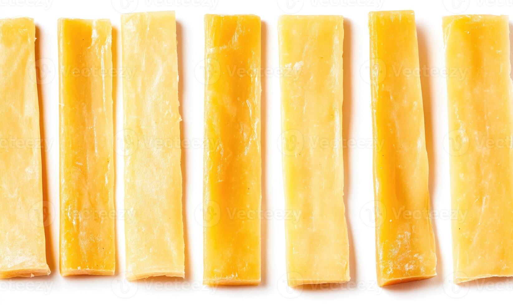 A row of yellow and white food items photo