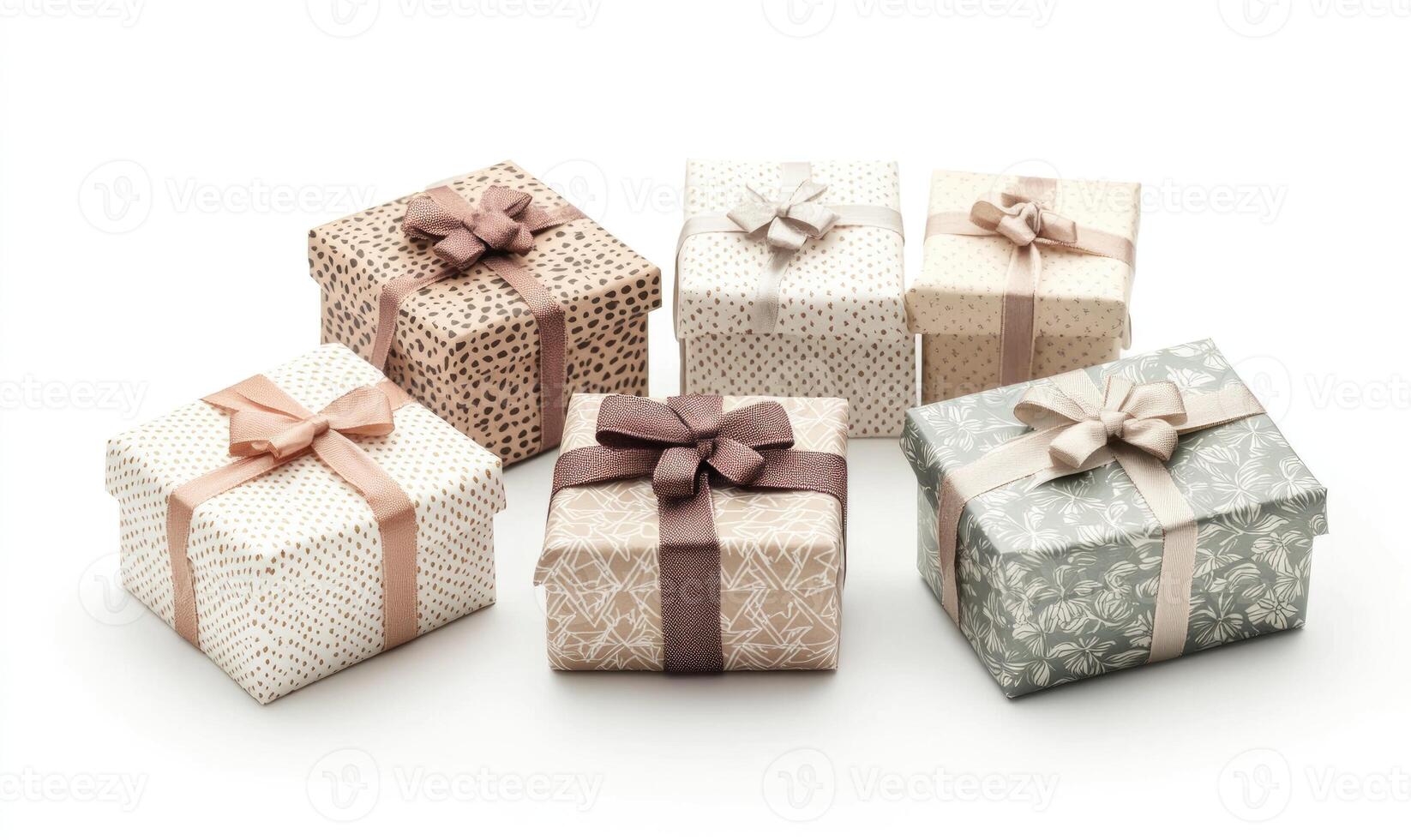 A row of six boxes with bows on them photo