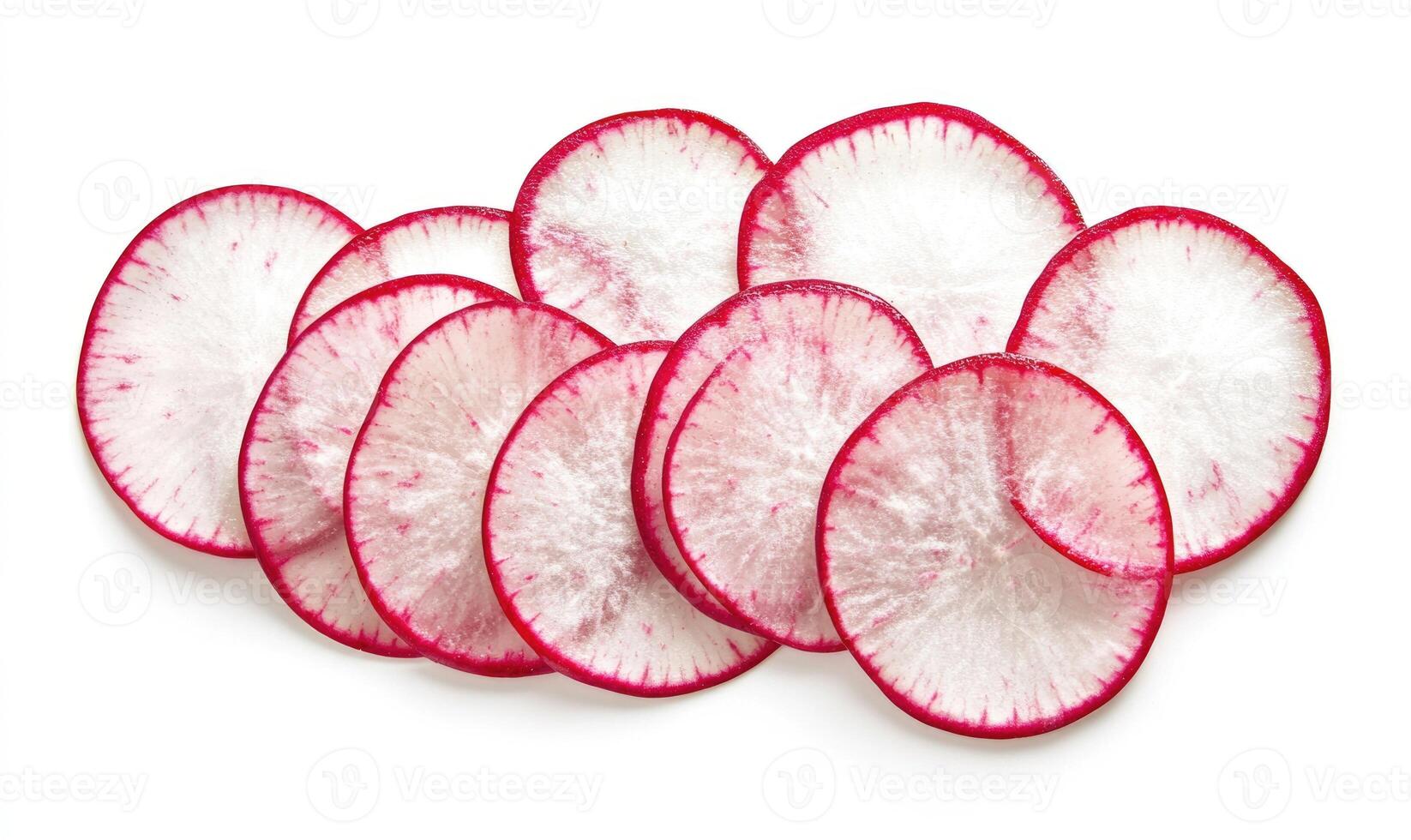 A close up of radishes with red and white stripes photo