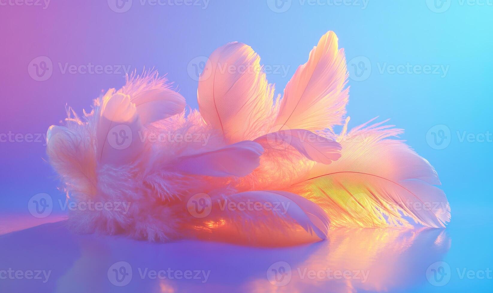 A close up of a bunch of white feathers on a blue background photo