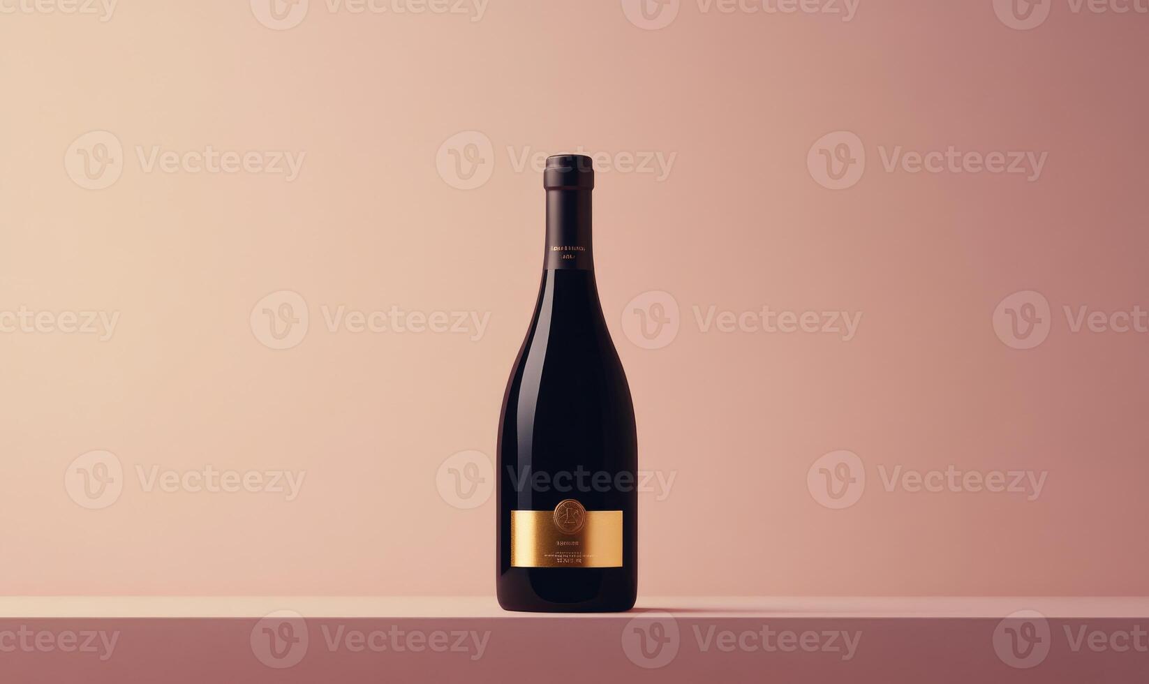 A bottle of wine is sitting on a table photo